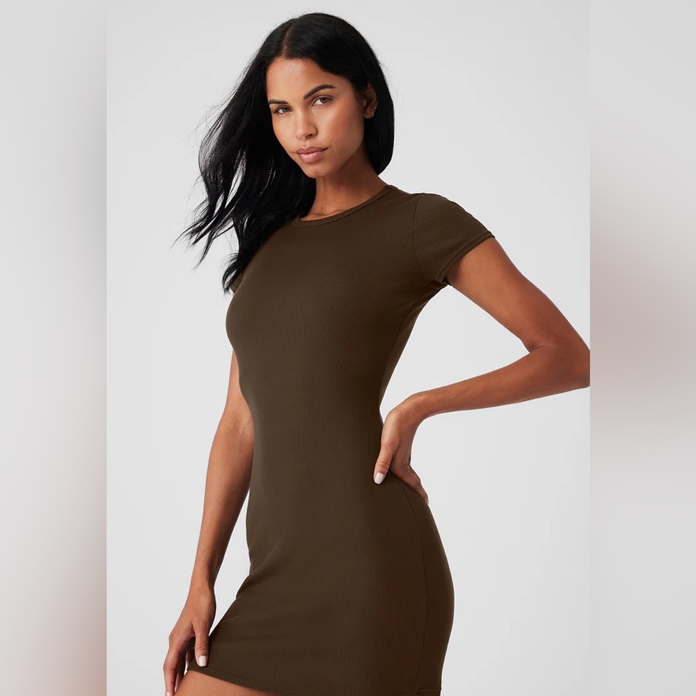 Goddess Ribbed Short Sleeve Dress